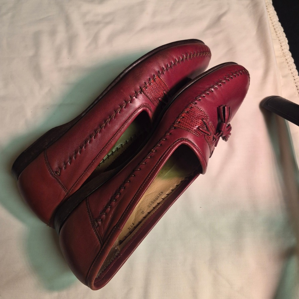 Santoni Mens Burgundy Leather Tassel Loafers Made in Italy 11.5 D 42109815 - Picture 6 of 8